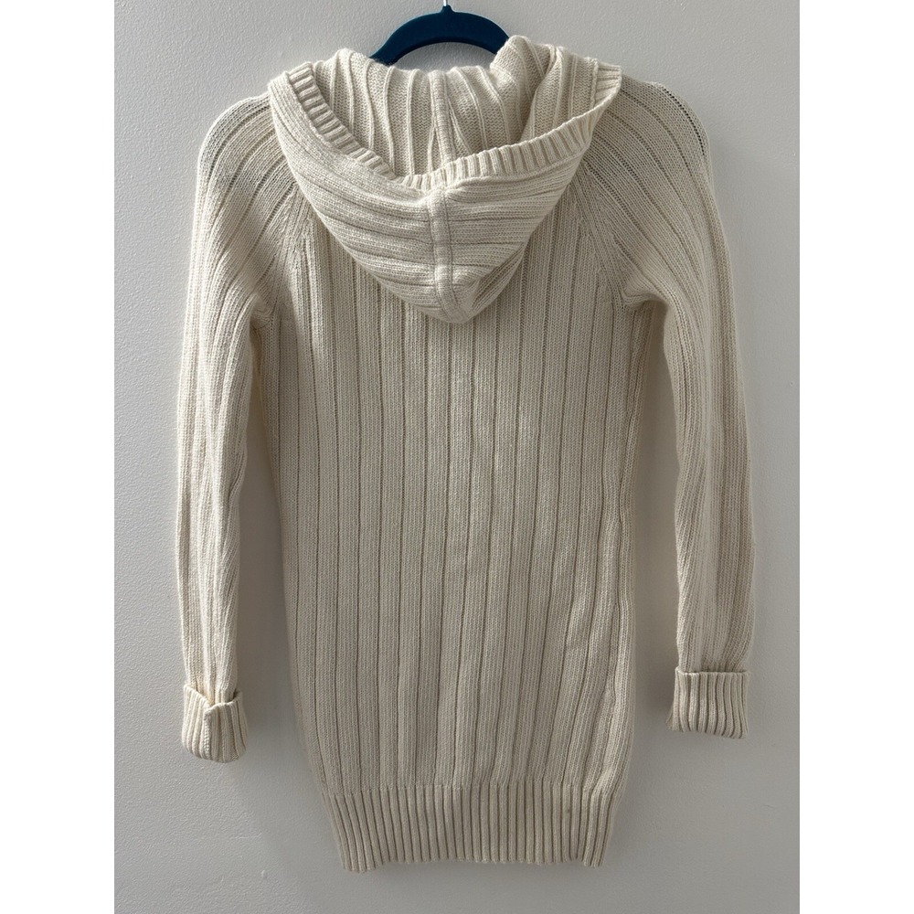 American Eagle Women's Knit Sweater Hooded Beige Y2K Size M - Picture 5 of 12